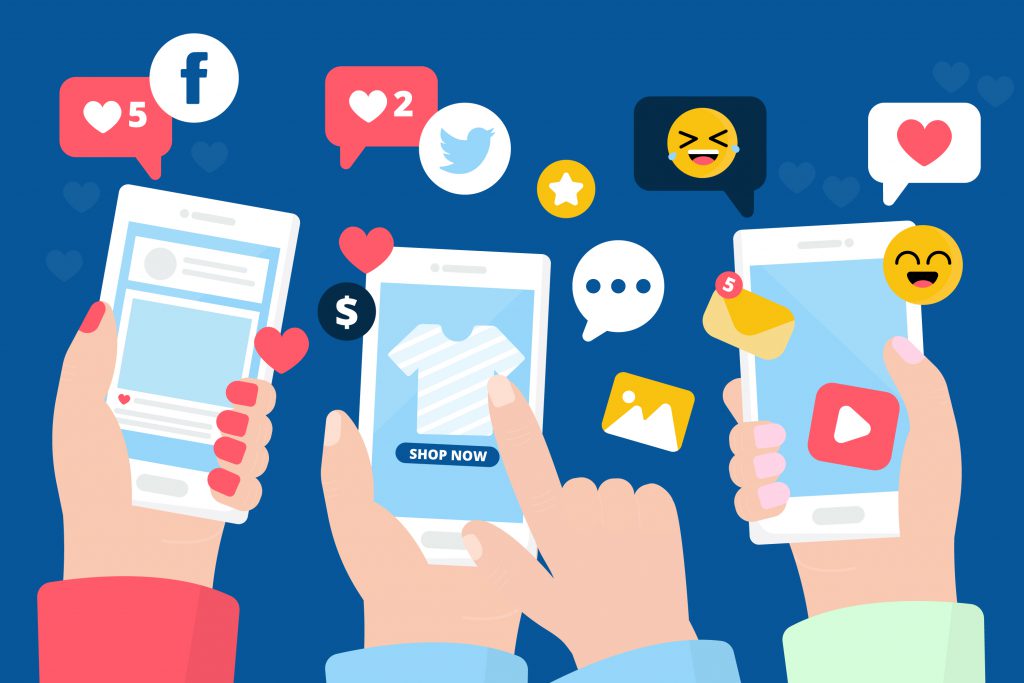 Illustration of users using a social media application